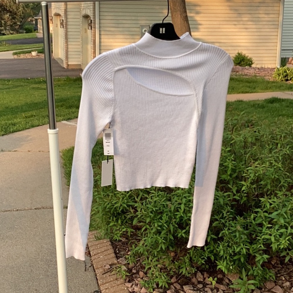 Babaton imprint white blanc long sleeve top S NWT